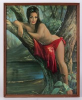 GODDESS: A circa 1960s print by J.H Lynch title Woodland Goddess, framed and mounted on board, print 73cm, 57cm wide