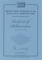 RAF TYPHOON: A large limited edition print (187/ 850) 'Rocket Firing Typhoons at the Falaise Gap - Normandy 1944' by Frank Wooten, signed by artist and numerous RAF pilots with COA - 5