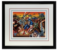 CAPTAIN AMERICA: A circa 1980's limited edition (355/950) Captain America lithograph, signed by artist Jack Kirby with COA