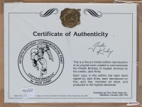 CAPTAIN AMERICA: A circa 1980's limited edition (355/950) Captain America lithograph, signed by artist Jack Kirby with COA - 4