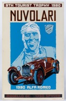 NUVOLARI: A 'Garage Art' limited edition sign depicting a 1930 Alfa Romeo Modello 6C 1750 Spyder with driver Tazio Nuvolari, 76cm high