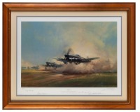 RAF TYPHOON: A large limited edition print (118 of 850) 'Typhoon' by Frank Wooten, signed by artist and numerous RAF pilots with COA