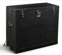 CASINO/ROLLS-ROYCE: A travelling casino kit in a Crooks trunk, includes a c1950s Silver Jubilee poker machine (with Rolls-Royce symbols) and small roulette wheel, trunk 76cm high, - 4