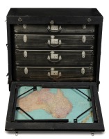 CASINO/ROLLS-ROYCE: A travelling casino kit in a Crooks trunk, includes a c1950s Silver Jubilee poker machine (with Rolls-Royce symbols) and small roulette wheel, trunk 76cm high, - 5