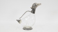 EWER: A modern glass ewer jug in the form of a duck, 27cm high - 2