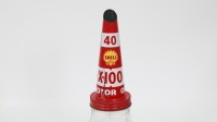 SHELL: An original Shell 'X-100' 40 weight tin top pourer on a one imperial pint glass oil bottle - 2