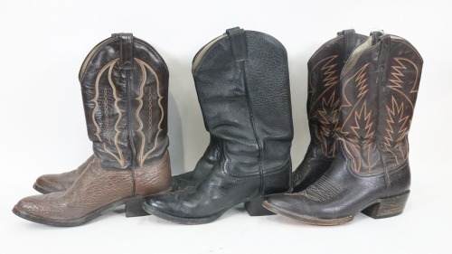 BOOTS: Three pairs of leather boots, size 9.5