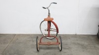 TRIKE: A 1970s children's trike in red and white, measures approximately 89cm high, 100cm long - 2