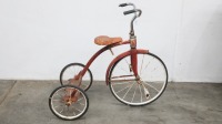 TRIKE: A 1970s children's trike in red and white, measures approximately 89cm high, 100cm long - 3