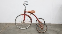 TRIKE: A 1970s children's trike in red and white, measures approximately 89cm high, 100cm long - 4