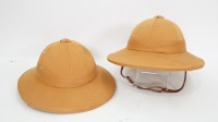 BRITISH SAFARI: Two Safari Pith style hats with chin straps
