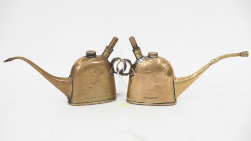 OILERS: Two Lucas No.40 brass oiler cans