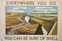 SHELL: A 1969 printed poster of a c1932 Shell 'Everywhere You Go - You Can Be Sure of Shell' (No.361) promotional poster, 51cm high, 76cm wide overall