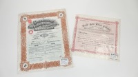 MINING SHARES CERTIFICATES: Two early 20th Century shares certificates