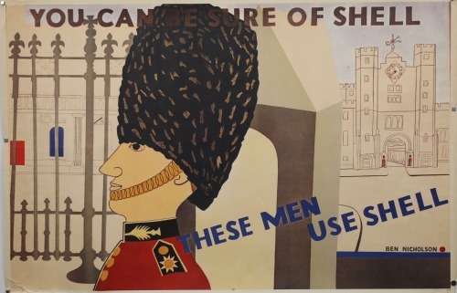 SHELL: A 1969 printed poster of a c1938 Shell 'You Can Be Sure of Shell - These Men Use Shell' (No.515) promotional poster, 50cm high, 75cm wide overall