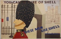 SHELL: A 1969 printed poster of a c1938 Shell 'You Can Be Sure of Shell - These Men Use Shell' (No.515) promotional poster, 50cm high, 75cm wide overall