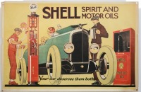 SHELL: A 1969 printed poster of a c1926 Shell 'The Leading Line' (No.125) Art Deco style promotional poster, 51cm high, 76cm wide overall