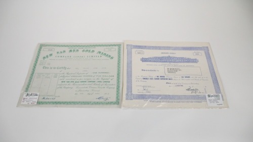 MINING SHARES CERTIFICATE: Two c1950s mining shares certificates