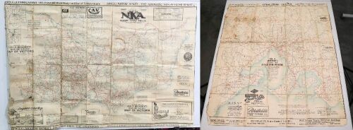 MAPS: Two c1930s or 1940s Broadbent's cloth linen fold out maps of Victoria