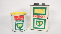 BP: Two c1960s BP items including a 5 Lb. grease tin and one gallon Energol tin