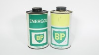BP: Two c1960s one quart BP oil tins with embossed lids