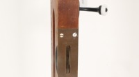 COAT HANGER: A timber and brass Stanley No.104 spirit level repurposed into a coat/key hanger, suitable for man-cave use, measures 45.5cm long - 2