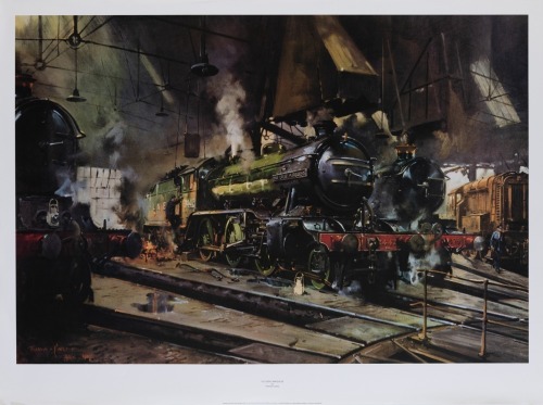 GREAT MARQUESS: A reproduced print by renowned railway artist Terence Cuneo 'The Great Marquess', 62cm high, 84cm wide overall
