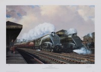 LNER CLASS A4: A large limited edition print (239/850) 'A4's At Work' by Barry Price, signed by the artist, 50cm high, 70cm wide