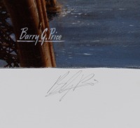 FLYING SCOTSMAN: A limited edition print (501/850) featuring 'The Flying Scotsman' locomotive crossing bridge by Barry Price, signed by the artist - 2