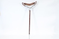 SHOOTING STICK: A brown leather shooting stick, 76cm long