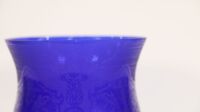 SHERWOOD LAMP: A Sherwood of Birmingham standing cobalt blue two wick oil lamp, 71cm high - 3