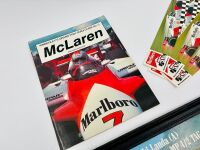 MCLAREN: A framed print of Niki Lauda and his MP4/2 together with four stickers and a copy of 'Kimberley' Grand Prix Team Guide No.5; McLaren' by Bob Constanduros [Location: Sydney] - 4