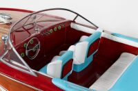 SPEEDBOAT: A scale model of the iconic Riva Aquarama speedboat, on timber base, 160cm long overall [UPDATED DESCRIPTION] - 3