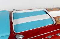 SPEEDBOAT: A scale model of the iconic Riva Aquarama speedboat, on timber base, 160cm long overall [UPDATED DESCRIPTION] - 5