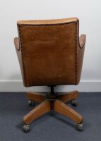 CHAIR: A circa 1940s gentleman's leather spring loaded desk chair, 90cm high, 60cm wide - 2