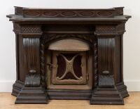FIRE SURROUND: An impressive late 19th/early 20th Century pressed Copper & Brass fire place mantel and surround, loose and not affixed to wall [UPDATED PHOTOS]