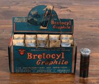 GRAPHITE: A circa 1950s NOS box of 15 'Bretocyl Graphite' in plastic cylinders, open box height 14cm