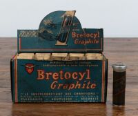 GRAPHITE: A circa 1950s NOS box of 15 'Bretocyl Graphite' in plastic cylinders, open box height 14cm - 2