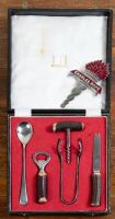DUNHILL: A Dunhill boxed cocktail set together with a circa 1940s 'Cold Flame' Charles Hope refrigerator emblem badge