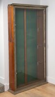 DISPLAY CASE: An antique nickel plated brass and timber display case, 184cm high, 99.5cm wide, 26cm deep