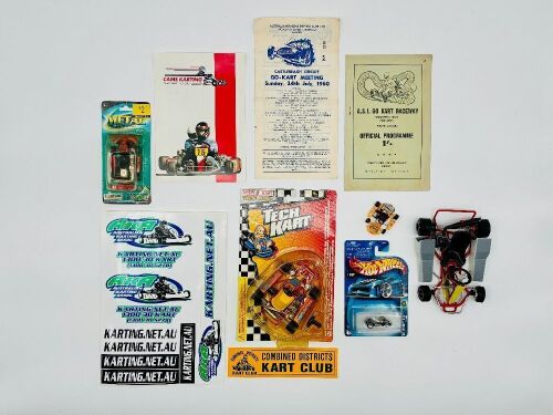 KARTING: A group of karting items including two race programmes, stickers and five models of different scales [Location: Sydney]