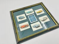 MG: A framed collection of six MG classic car cards, 32cm high, 36cm wide [Location: Sydney] - 2