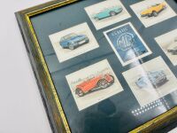 MG: A framed collection of six MG classic car cards, 32cm high, 36cm wide [Location: Sydney] - 3