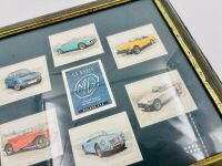 MG: A framed collection of six MG classic car cards, 32cm high, 36cm wide [Location: Sydney] - 4