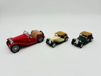 MG TC: A 1:24 scale Franklin Mint model of the TC and two Matchbox Models of Yesteryear 1:43 scale models [Location: Sydney]