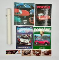PORSCHE: A sales brochure featuring 924, 928, 911 SC and Turbo models together three books, stickers, photos and a poster [Location: Sydney]
