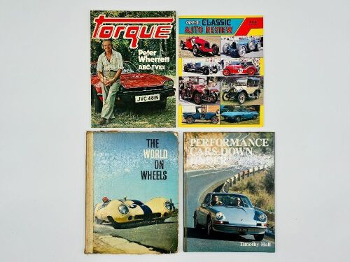 214 · CLASSIC CARS: Four books including 'Performance Cars Down Under' by Timothy Hall, 'The World on Wheels' by John Gunn & Barry Brown, 'Graffiti Classic Auto Review' and 'Torque' by Peter Wherrett [Location: Sydney]