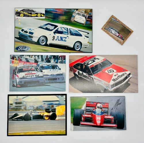 90a · MOTORSPORT: Five photos mounted on board of various forms of motorsport and a framed photo of an HRT V8 Supercar [Location: Sydney]
