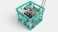 INSULATORS: A crate of various porcelain/ceramic insulators and other related equipment - 2