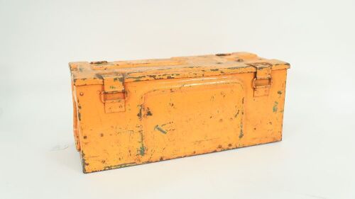 CHEST: A chest as possibly used for ammunition or explosives, measures 49cm wide, 21cm deep, 20cm high.